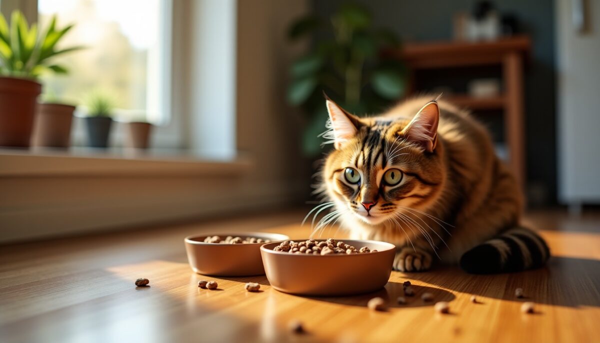 Mon chat dévore sa nourriture : astuces pour ralentir son repas