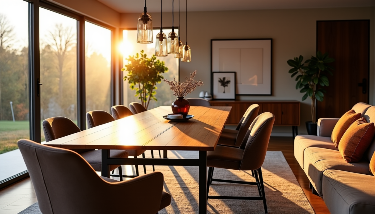 Prix d'un aménagement complet : table extensible, assises et mobilier de détente